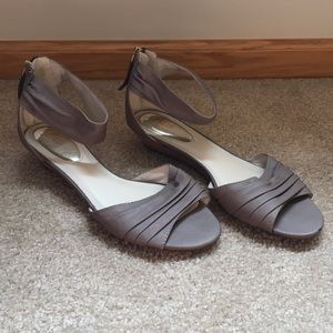 Taupe slight wedge sandals from Bass